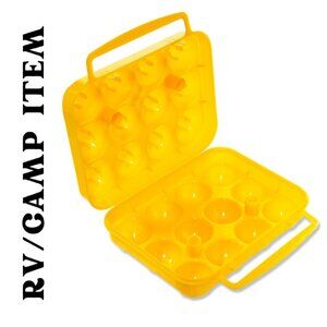 12-Egg Holder Yellow Plastic Portable Camping RV Cooler Carrier